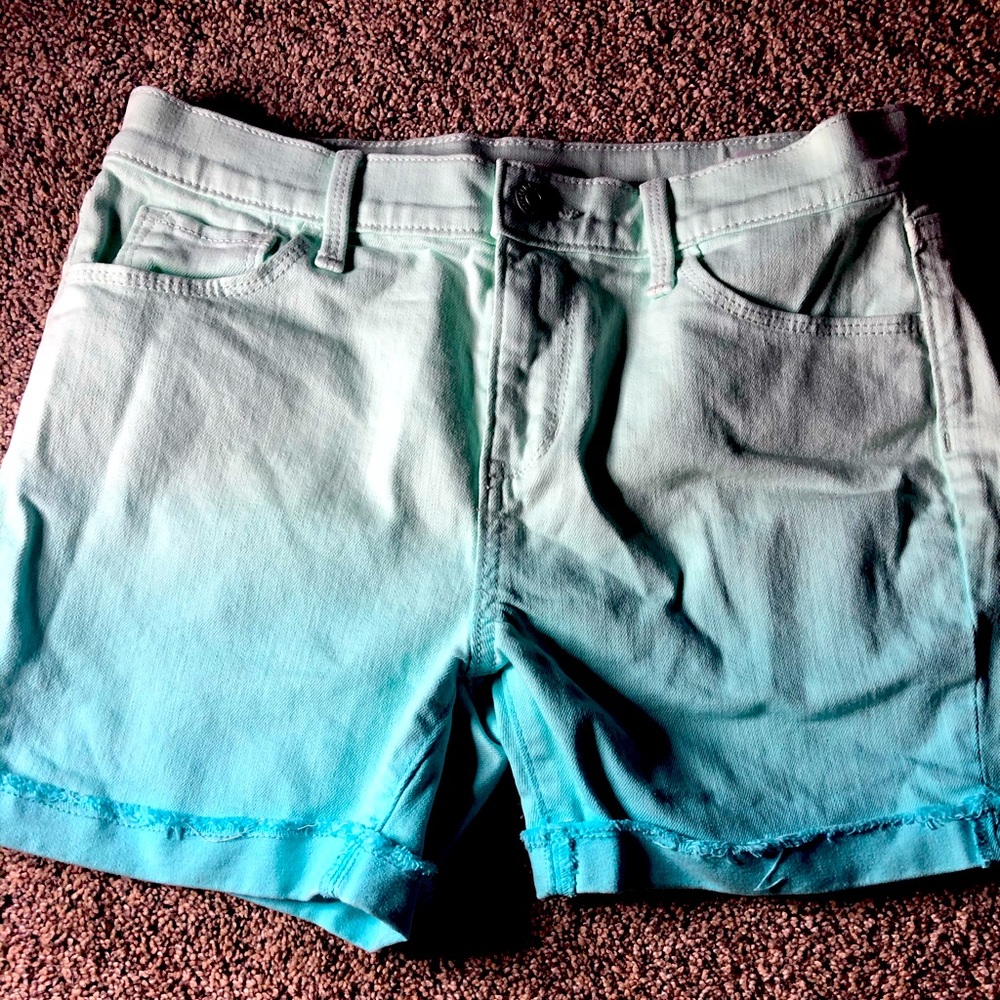 Teal-blue ombré shorts